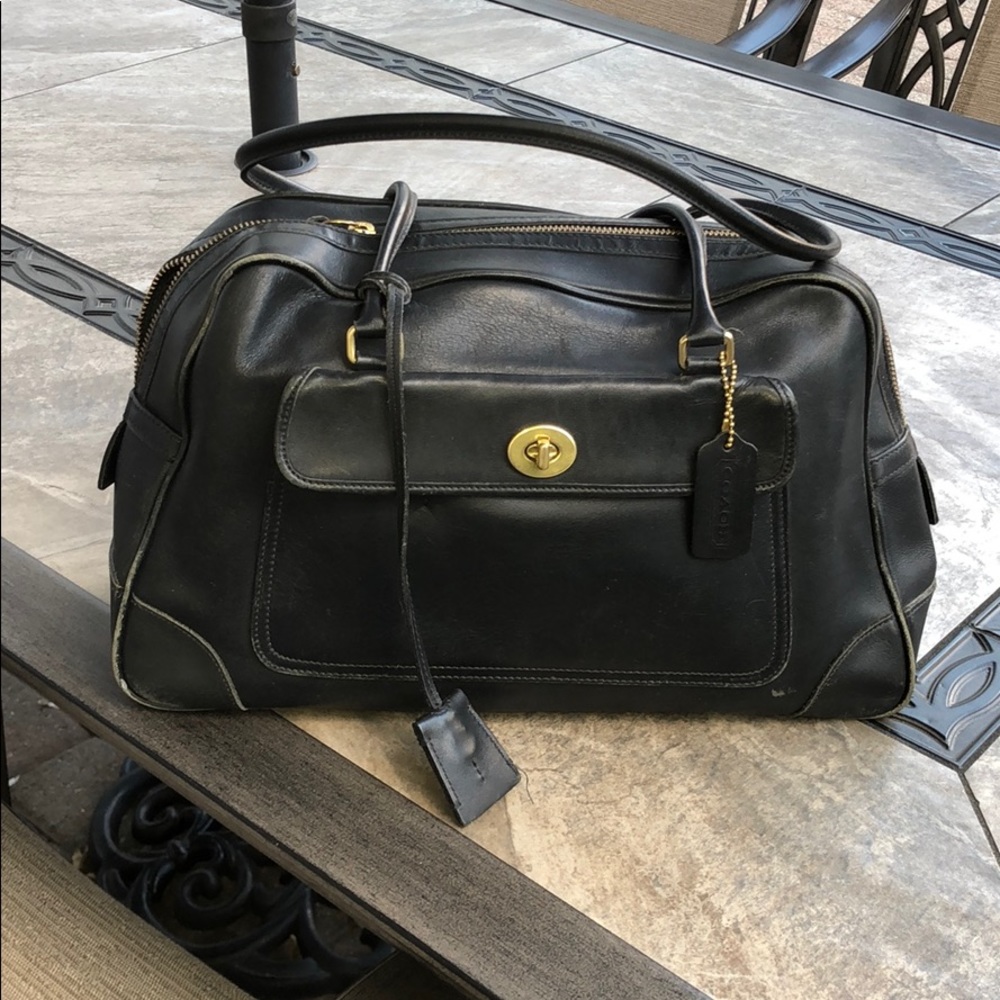 Coach Black Leather Tote.
